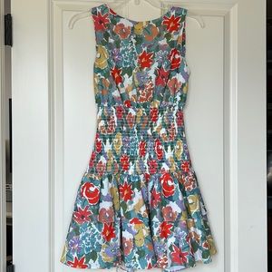 Floral open back mini dress with shorts under